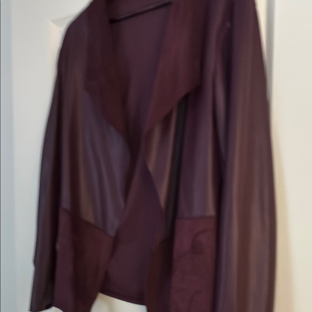 Alfani Plum Leather-Effect Open Front Jacket